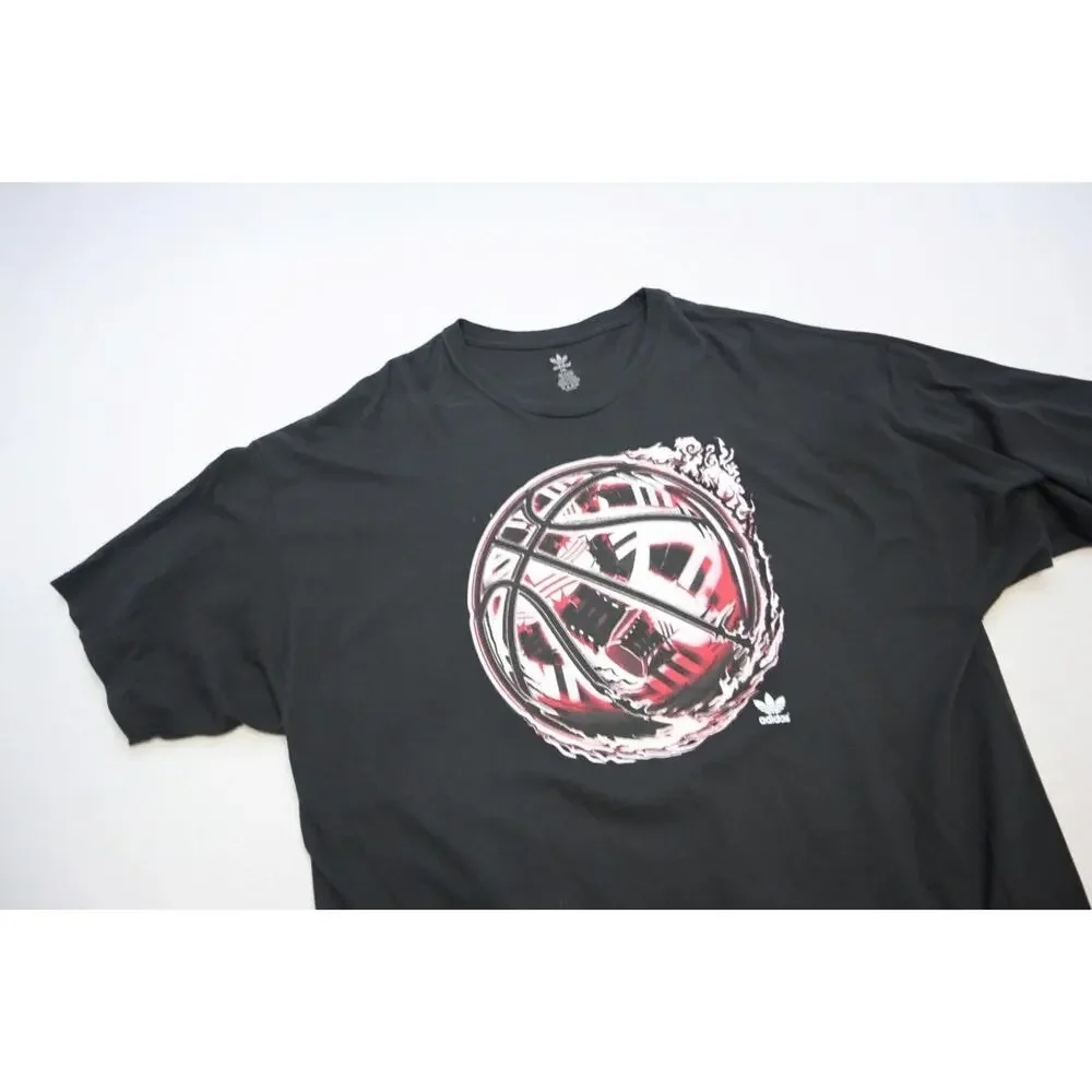 Adidas Tee Shirt Black Basketball Black Short Sleeve‎ Mens Size 3XL